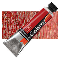 Royal Talens Cobra Water Mixable Oil Paint - Light Oxide Red, 40 ml tube and swatch