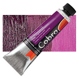 Royal Talens Cobra Water Mixable Oil Paint -  Permanent Red Violet, 40 ml tube and swatch