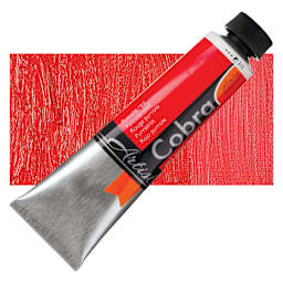 Royal Talens Cobra Water Mixable Oil Paint - Pyrrole Red, 40 ml tube and swatch