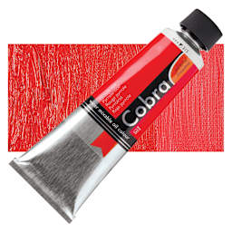 Royal Talens Cobra Water Mixable Oil Paint - Pyrrole Red, 150 ml tube and swatch