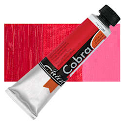 Cobra Artist Water Mixable Oil Paint - Quinacridone Red, 40 ml tube and swatch