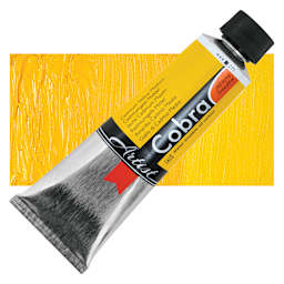 Cobra Artist Water Mixable Oil Paint - Cadmium Yellow Medium, 150 ml tube and swatch