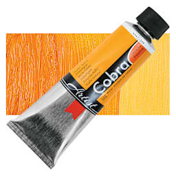 Cobra Artist Water Mixable Oil Paint - Indian Yellow, 150 ml tube and swatch