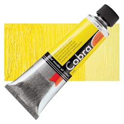 Royal Talens Cobra Water Mixable Oil Paint - Permanent Lemon Yellow, 150 ml tube and swatch