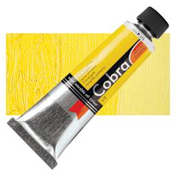 Royal Talens Cobra Water Mixable Oil Paint - Primary Yellow, 150 ml tube and swatch