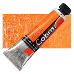 Royal Talens Cobra Water Mixable Oil Paint - Cadmium Orange, 40 ml tube and swatch