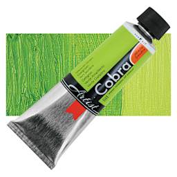 Cobra Artist Water Mixable Oil Paint - Yellowish Green, 150 ml tube and swatch