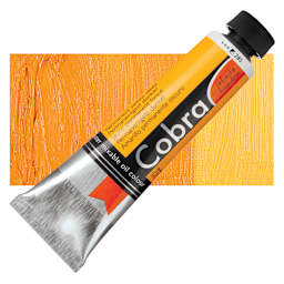 Royal Talens Cobra Water Mixable Oil Paint - Permanent Yellow Deep, 40 ml tube and swatch