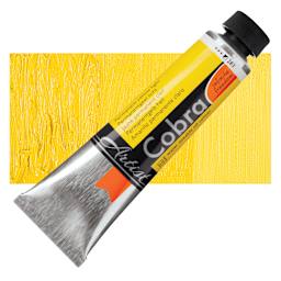 Royal Talens Cobra Water Mixable Oil Paint - Permanent Yellow Light, 40 ml tube and swatch