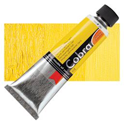 Royal Talens Cobra Water Mixable Oil Paint - Permanent Yellow Light, 150 ml tube and swatch