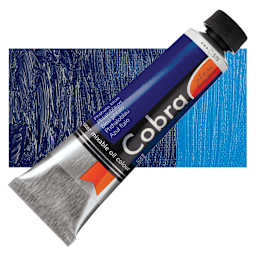 Royal Talens Cobra Water Mixable Oil Paint - Phthalo Blue, 40 ml tube and swatch