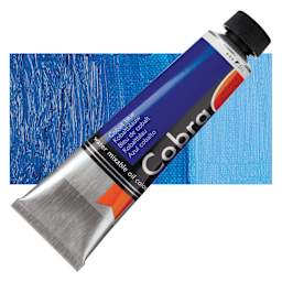 Royal Talens Cobra Water Mixable Oil Paint - Cobalt Blue, 40 ml tube and swatch