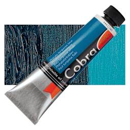Royal Talens Cobra Water Mixable Oil Paint - Phthalo Turquoise Blue, 40 ml tube and swatch