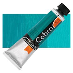 Cobra Artist Water Mixable Oil Paint - Caribbean Blue, 40 ml tube and swatch