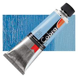 Royal Talens Cobra Water Mixable Oil Paint - King's Blue, 150 ml tube and swatch