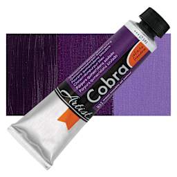 Cobra Artist Water Mixable Oil Paint - Quinacridone Purple Bluish, 40 ml tube and swatch