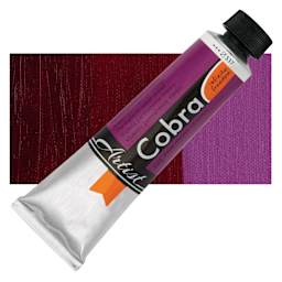 Cobra Artist Water Mixable Oil Paint - Permanent Violet Medium, 40 ml tube and swatch