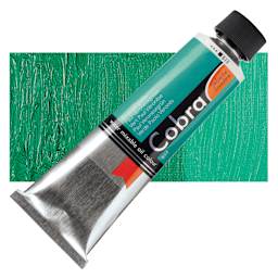 Royal Talens Cobra Water Mixable Oil Paint - Emerald Green, 150 ml tube and swatch