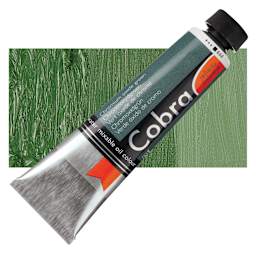 Royal Talens Cobra Water Mixable Oil Paint - Chromium Oxide Green, 40 ml tube and swatch