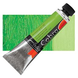 Royal Talens Cobra Water Mixable Oil Paint - Permanent Green Light, 40 ml tube and swatch