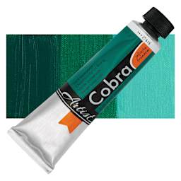 Cobra Artist Water Mixable Oil Paint - Viridian, 40 ml tube and swatch
