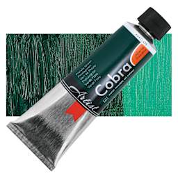 Cobra Artist Water Mixable Oil Paint - Phthalo Green, 150 ml tube and swatch