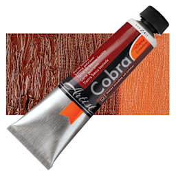 Royal Talens Cobra Water Mixable Oil Paint - Burnt Sienna, 40 ml tube and swatch