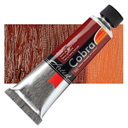Royal Talens Cobra Water Mixable Oil Paint - Burnt Sienna, 150 ml tube and swatch
