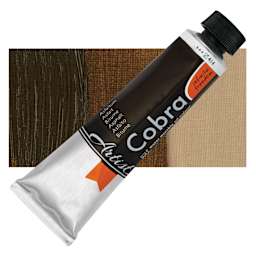 Cobra Artist Water Mixable Oil Paint - Asphaltum, 40 ml tube and swatch