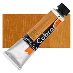 Cobra Artist Water Mixable Oil Paint - Gold Ochre, 40 ml tube and swatch