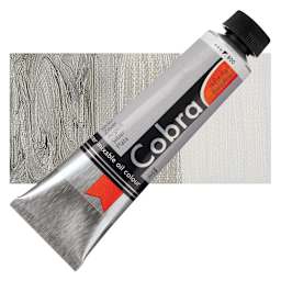 Royal Talens Cobra Water Mixable Oil Paint - Silver (Metallic), 40 ml tube and swatch