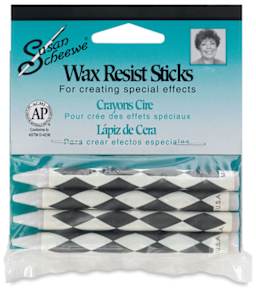 Susan Scheewe Wax Resist Sticks - Front view of blister package of 4 sticks

