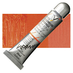 Holbein Vernét Superior Artists' Oil Paint - Cadmium Orange, 20 ml tube and swatch