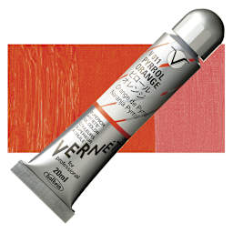 Holbein Vernét Superior Artists' Oil Paint - Pyrrol Orange, 20 ml tube and swatch