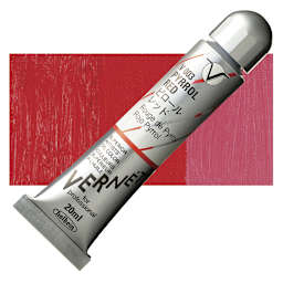 Holbein Vernét Superior Artists' Oil Paint - Pyrrol Red, 20 ml tube and swatch