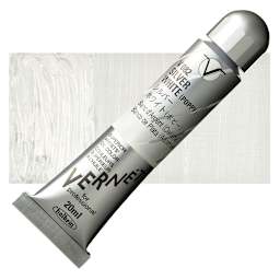 Holbein Vernét Superior Artists' Oil Paint - Silver White Flake (Poppy), 20 ml tube and swatch