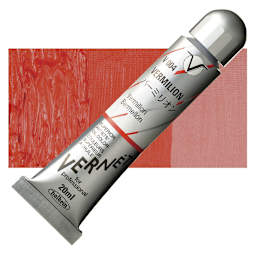 Holbein Vernét Superior Artists' Oil Paint - Vermilion, 20 ml tube and swatch