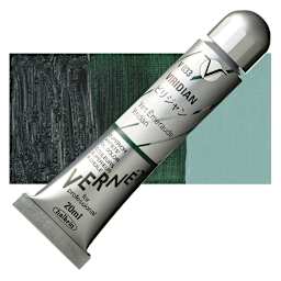 Holbein Vernét Superior Artists' Oil Paint - Viridian, 20 ml tube and swatch