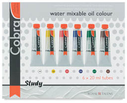 Royal Talens Cobra Water Mixable Oil Color Sets - Front of package of Set of 6 colors