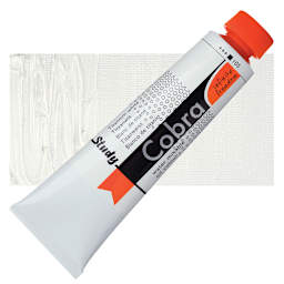 Royal Talens Cobra Study Water Mixable Oil Paint - Titanium White, 40 ml tube and swatch