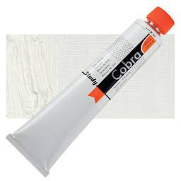 Royal Talens Cobra Study Water Mixable Oil Paint - Zinc White, 200 ml tube and swatch