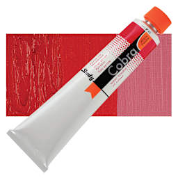 Royal Talens Cobra Study Water Mixable Oil Paint - Pyrrole Red, 200 ml tube and swatch