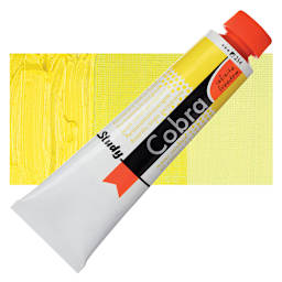 Royal Talens Cobra Study Water Mixable Oil Paint - Permanent Lemon Yellow, 40 ml tube and swatch