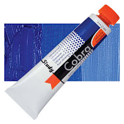 Royal Talens Cobra Study Water Mixable Oil Paint - Ultramarine, 40 ml tube and swatch