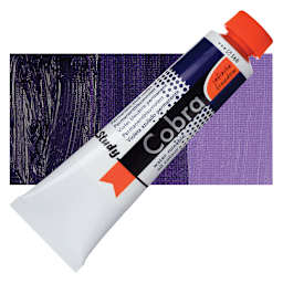 Royal Talens Cobra Study Water Mixable Oil Paint - Permanent Blue Violet, 40 ml tube and swatch
