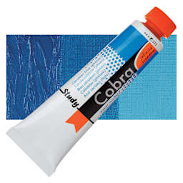 Royal Talens Cobra Study Water Mixable Oil Paint - Cerulean Blue (Phthalo), 40 ml tube and swatch
