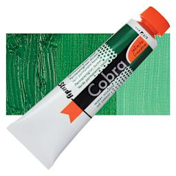 Royal Talens Cobra Study Water Mixable Oil Paint - Permanent Green Deep, 40 ml tube and swatch