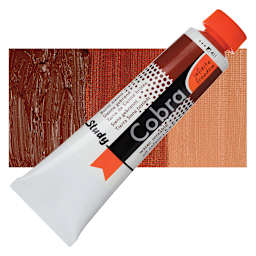 Royal Talens Cobra Study Water Mixable Oil Paint - Burnt Sienna, 40 ml tube and swatch