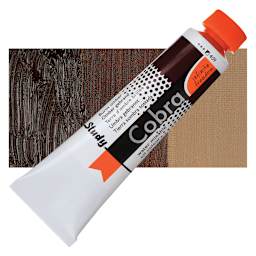 Royal Talens Cobra Study Water Mixable Oil Paint - Burnt Umber, 40 ml tube and swatch