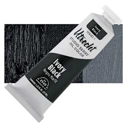 Utrecht Studio Series Oil Paint - Ivory Black, 37 ml, Tube and swatch
